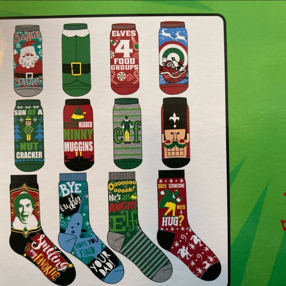 - SEALED NEW- ELF 12 Days of Socks- ELF the movie -Christmas gift novelty twelve - Picture 2 of 7